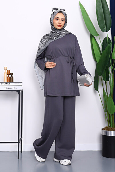 İmajButik Modal Suit with Smoked Button Detailed Tunic and Pants
