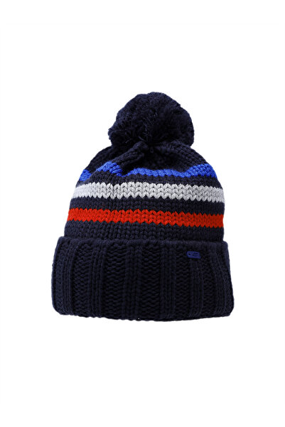 4F Children's winter double layer beanie with pompom insulated multicoloured