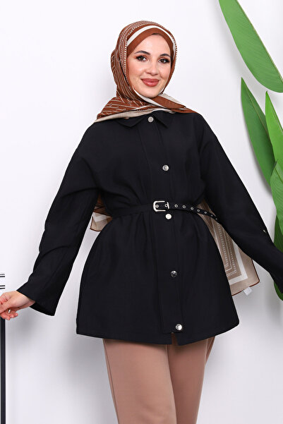 İmajButik Black Tunic with Snap Buttons and Zipper