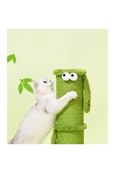 Golden cat Bamboo Large Cat Scratcher – Durable Hemp Rope & Interactive Sound Leaves | 39cm x 39cm x 63cm