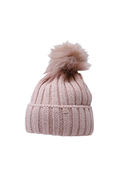 4F Children's winter beanie with fleece pompom powder pink very warm