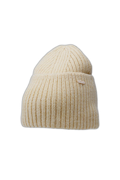 4F Căciulă caldă bej cu logo pentru femei, mărime S