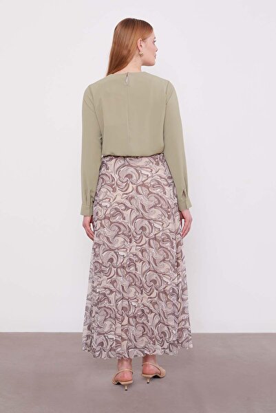 Levidor Powder Ethnic Pattern Pleated Skirt