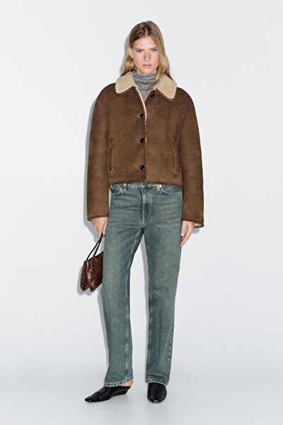 Massimo Dutti Kuzu derisi kısa deri ceket