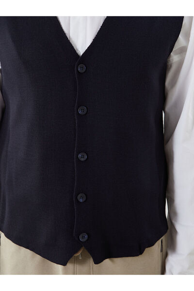 LC Waikiki LCWAIKIKI ClassicLacivert Стандартний крій V-подібний комір Чоловічий трикотажний жилет