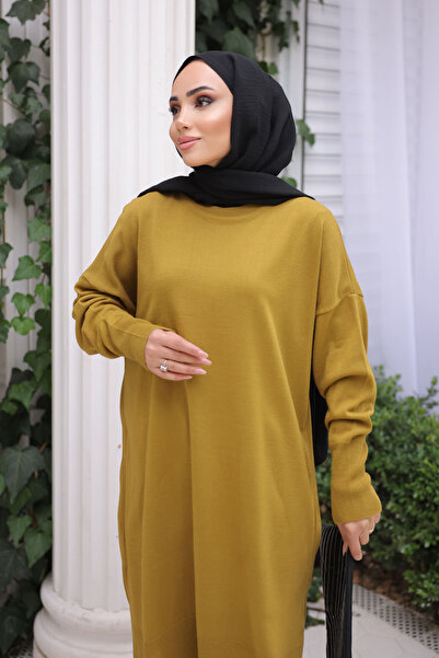 İmajButik K. Oil Green Cold Yarn Mercerized Knitwear Sweater