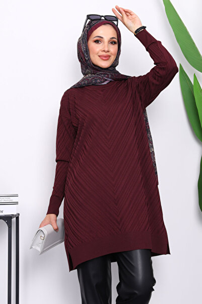 İmajButik Plum Cold Yarn Knitwear Tunic