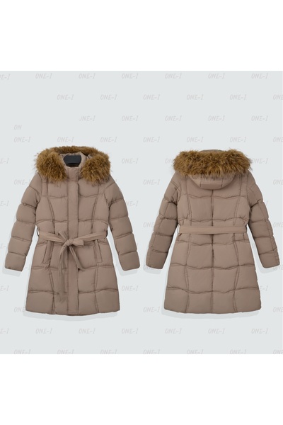 SETTY KOOP Women's Long Down Coat with Fur Hood Belted Waist, Waterproof geacă de iarnă damă