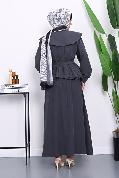 İmajButik Anthracite Collar Detailed Shirt Skirt Set