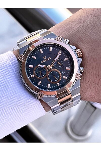 Raymond Special Steel Cord for Engagement and Grooms 2 Years Warranty 5 Atm Men's Wristwatch+Bracelet Rmd.22