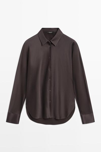 Massimo Dutti Yarasa kollu saten gömlek