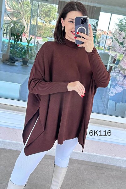 İnce Topuk بلوزة تريكو بأكمام الخفاش 6K116