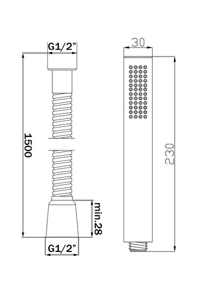 Other Shower head + shower hose 150 cm, gold color