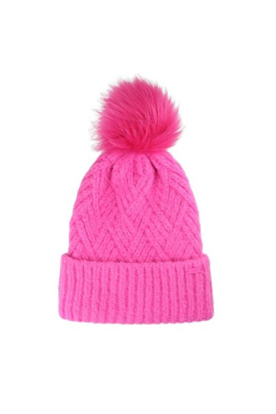 4F Căciulă de iarnă pentru fete cu pompon F419 roz, mărime universală.