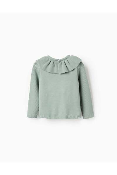 Ziddy Jumper with Ruffle Collar for Baby Girls, Green