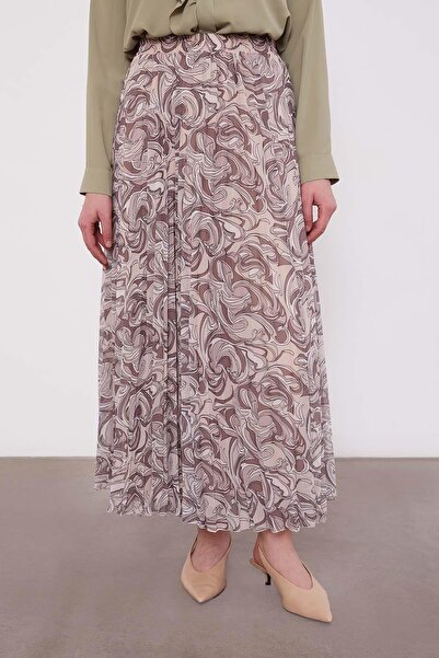 Levidor Powder Ethnic Pattern Pleated Skirt