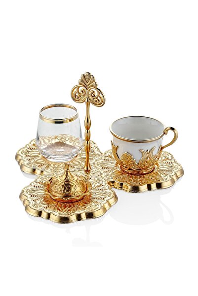 ArnaBella Damat Coffee Presentation Set, 4-Piece Coffee Presentation Set, Promise and Engagement Tray Set