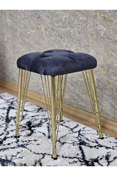 ZAFİR Kare Gold Kaplama Telli Ayaklı Tabure - Oturak - Bar Taburesi - Ayaklı Tabure