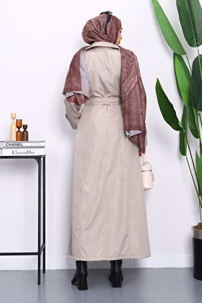 İmajButik Μακρύ παλτό με διπλό γιακά και επιλέκτρια απόλετα