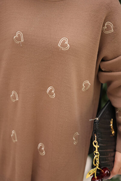 İmajButik Πλεκτό πουλόβερ με κέντημα καρδιάς βιζόν