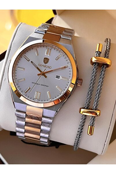 Raymond Special Steel Cord for Engagement and Grooms 2 Years Warranty 5 Atm Men's Wristwatch+Bracelet Rmd.29