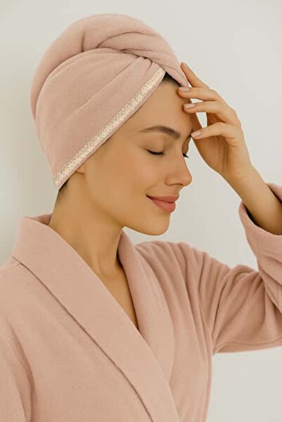 Ellia Soft Hair Dantelli Kalın Bambu Pamuk Kutulu Saç Kurutma Bonesi Saç Havl...