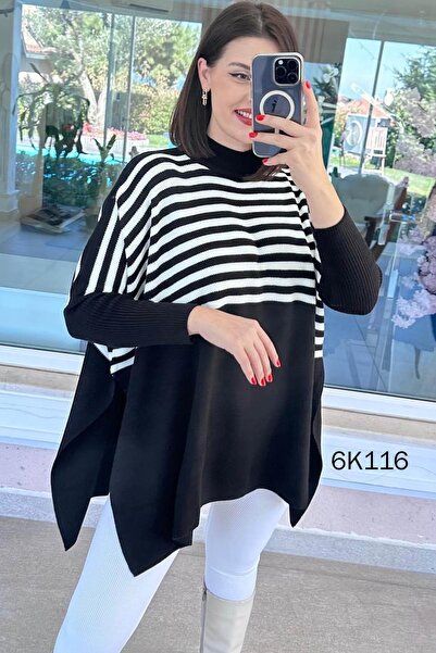 İnce Topuk بلوزة تريكو بأكمام الخفاش 6K116