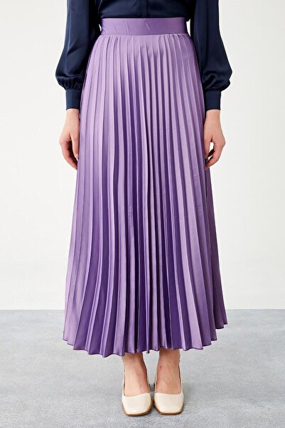 Levidor Purple Pleated Satin Skirt