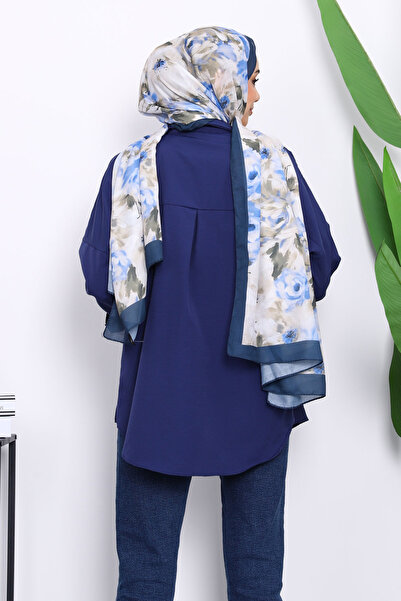 İmajButik Navy Blue Buttoned Casual Terry Cotton Shirt