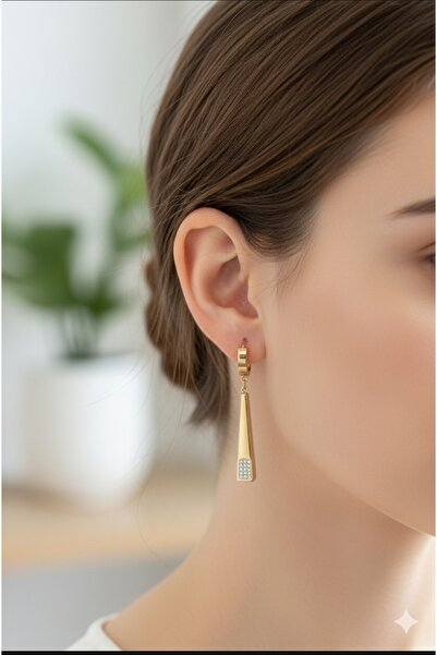 T-HAZEL Long Elegant Earrings with Stones Gold Aly