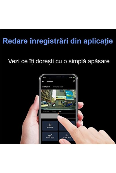 OEM Camera Auto DVR 4G, 2MP, Full HD 1080P, GPS, Stocare Cloud, Wi-Fi, Monitorizare Parcare 24/7, Aplica