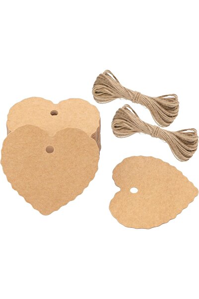 naturevo 100 Adet Kalpli Etiket Kartı | 300 gr Kalın Karton 5.5x6 cm + 20 m J...