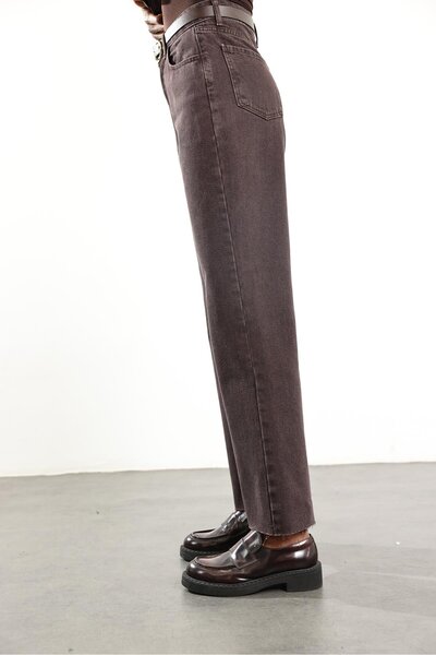 5in1Canpolat Προηγμένο τζιν ψηλόμεσο σε χρώμα καφέ πικρό