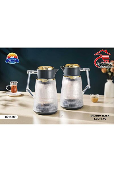 royal_camel Royal Camel 1+1 Liter Transparent Tea and Coffee Thermos Set