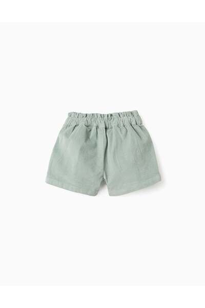 Ziddy Bombazine Shorts with Ruffles and Clips for Baby Girl, Aqua Green