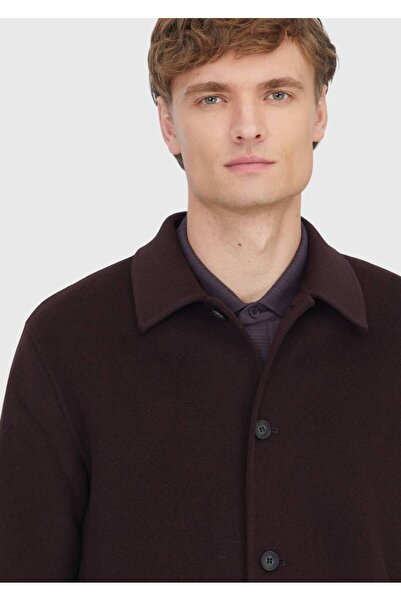 Ramsey Plum Plain Regular Fit Woven Wool Blend Overshirt