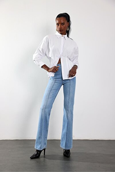 5in1Canpolat White Pleated Poplin Shirt 3197