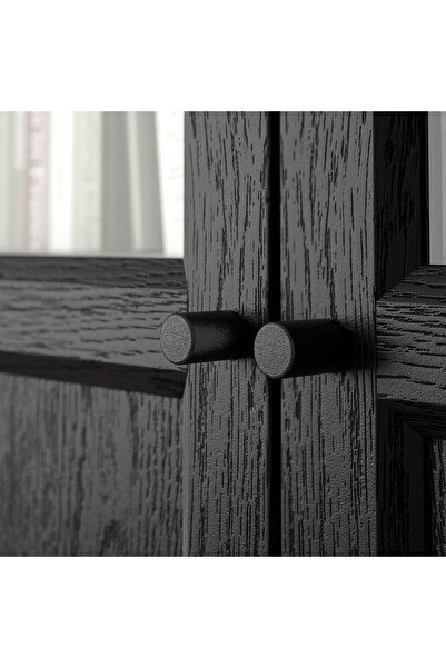 hobiurun Cam/panel kapaklı kitaplık, siyah meşe görünümlü, 80x30x202 cm