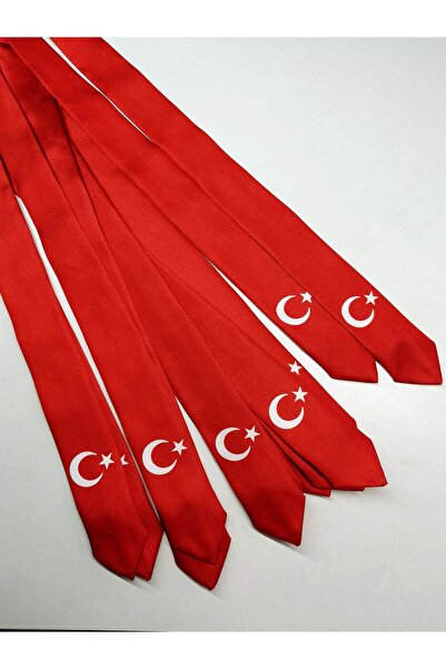 GallanD Tie for 7-8 Year Old Children with Crescent, Star and Atatürk Patterns, 4-Pack, Ready to Wear for Boys.