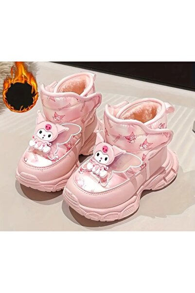 SANRIO KUROMİ KARİKATÜR DESENLİ PEMBE ICI TUYLU KIZ ÇOCUK BOT