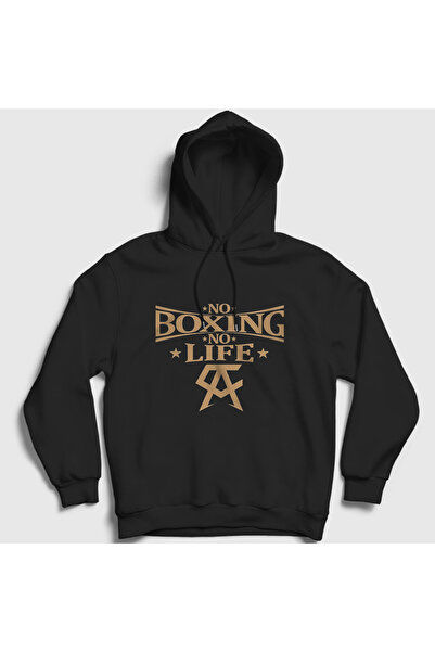 Presmono Unisex Μαύρο φούτερ με κουκούλα No Boxing No Life Canelo Alvarez 578927tt