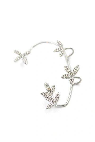 No8 Home أقراط ليتاتريند على شكل ورقة شجر - فضية