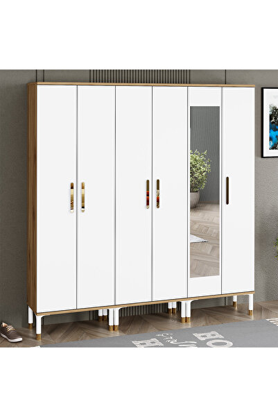 Kalender Dekor Buket-1-3-3 Ayaklı Aynalı Ayakkabılık Portmanto Vestiyer