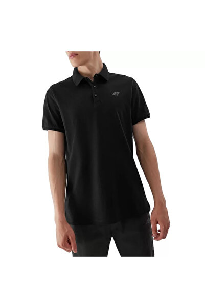 4F Men's Polo Shirt regular cotton black short sleeve S