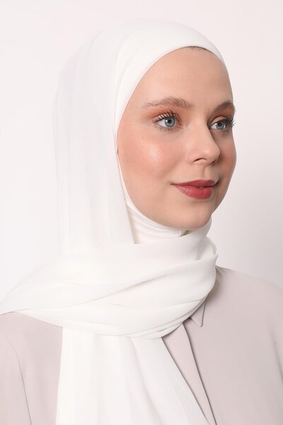 Levidor White Large Hijab Chiffon Shawl