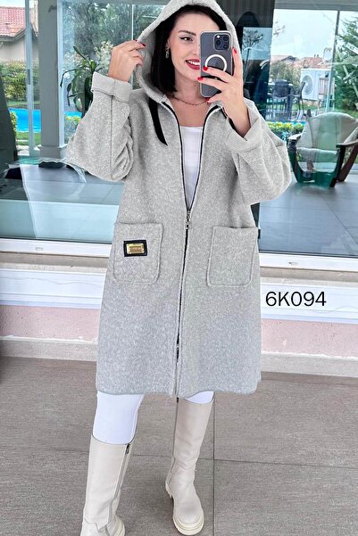 İnce Topuk Hooded Cashmere Coat 6K094