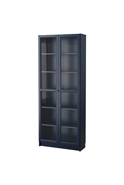 hobiurun Cam kapaklı kitaplık, koyu mavi, 80x30x202 cm