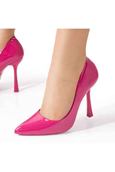 Modlet.ro Women's pink conical heel patent leather shoes MOD07812