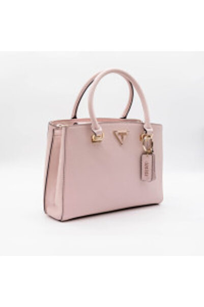 Guess – MEDIUM NOELLE PINK SAFFIANO LEATHER BAG WITH GOLDEN DETAILS