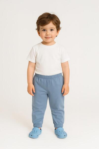 LUESS Unisex Çocuk Pamuklu Yumuşak Dokulu Jogger Pijama Altı